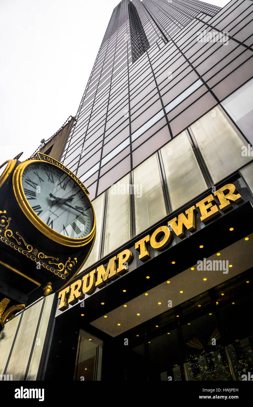 Facade of the Trump Tower, residence of president elect Donald Trump Stock Photo