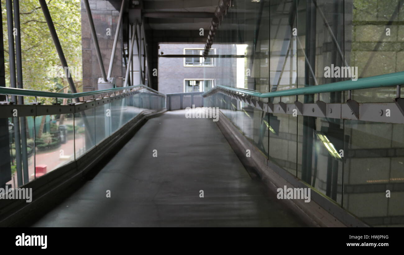 a glass walkway empty of anyone no people Stock Photo