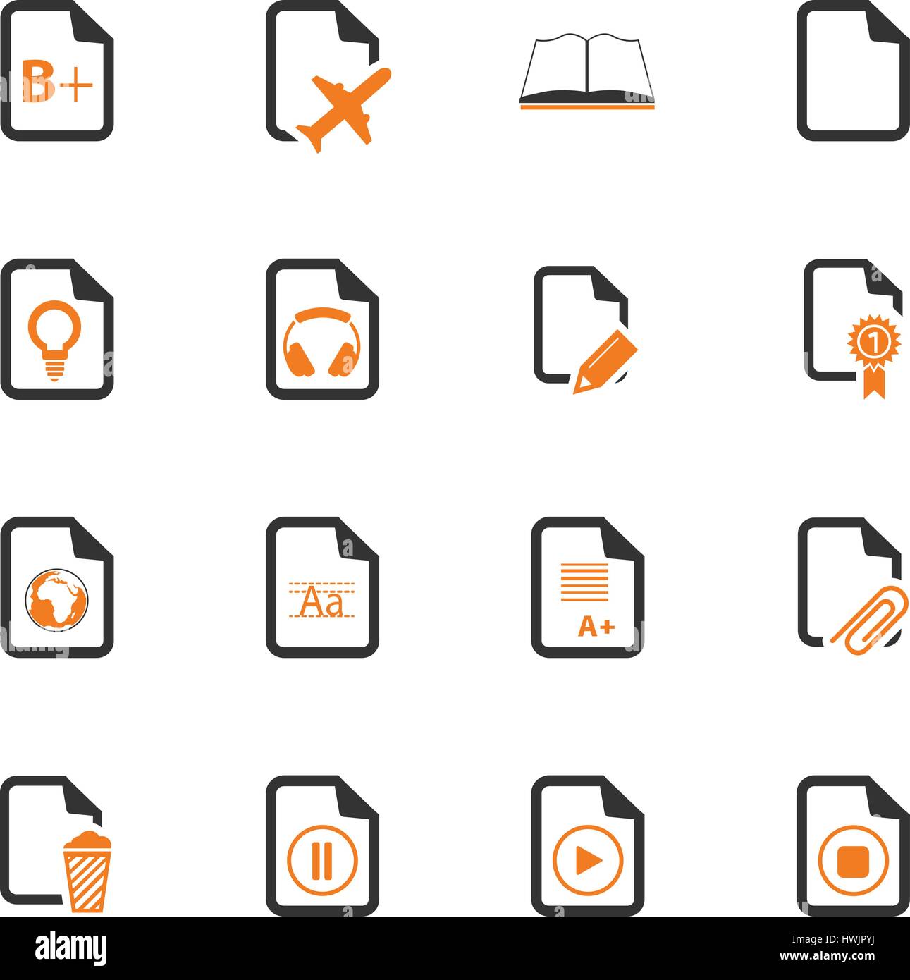 Documents icon set for web sites and user interface Stock Vector Image ...