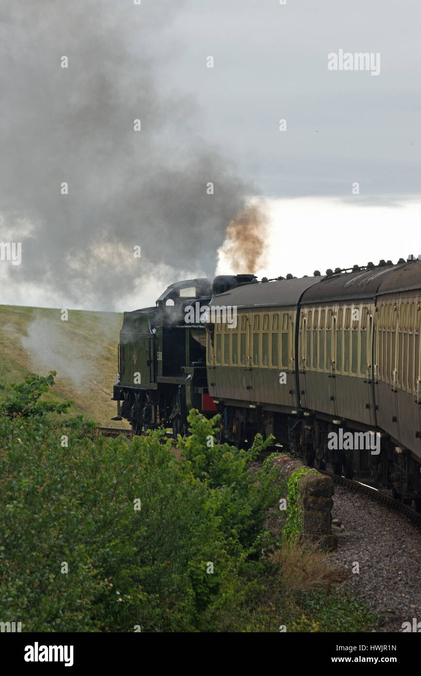 Steam 53808 pulling a train from Lydeard to Minehead