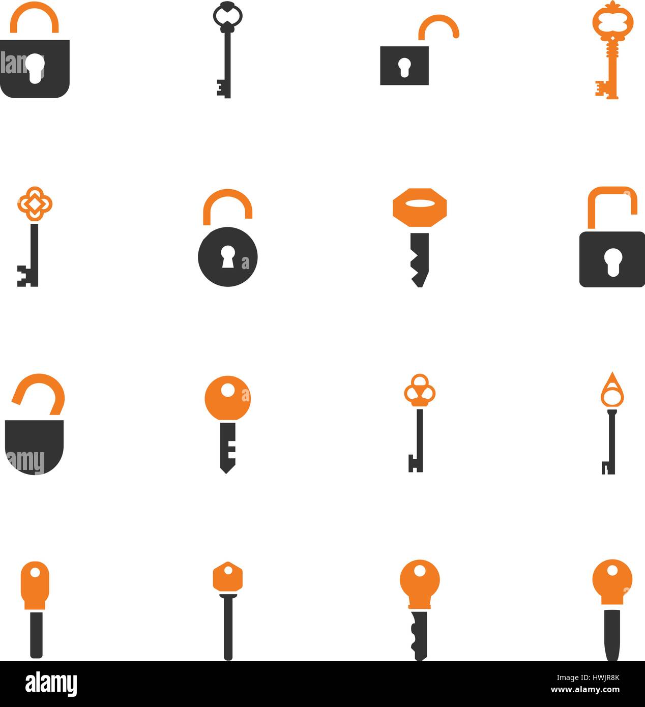 Lock and Key icon set for web sites and user interface Stock Vector ...