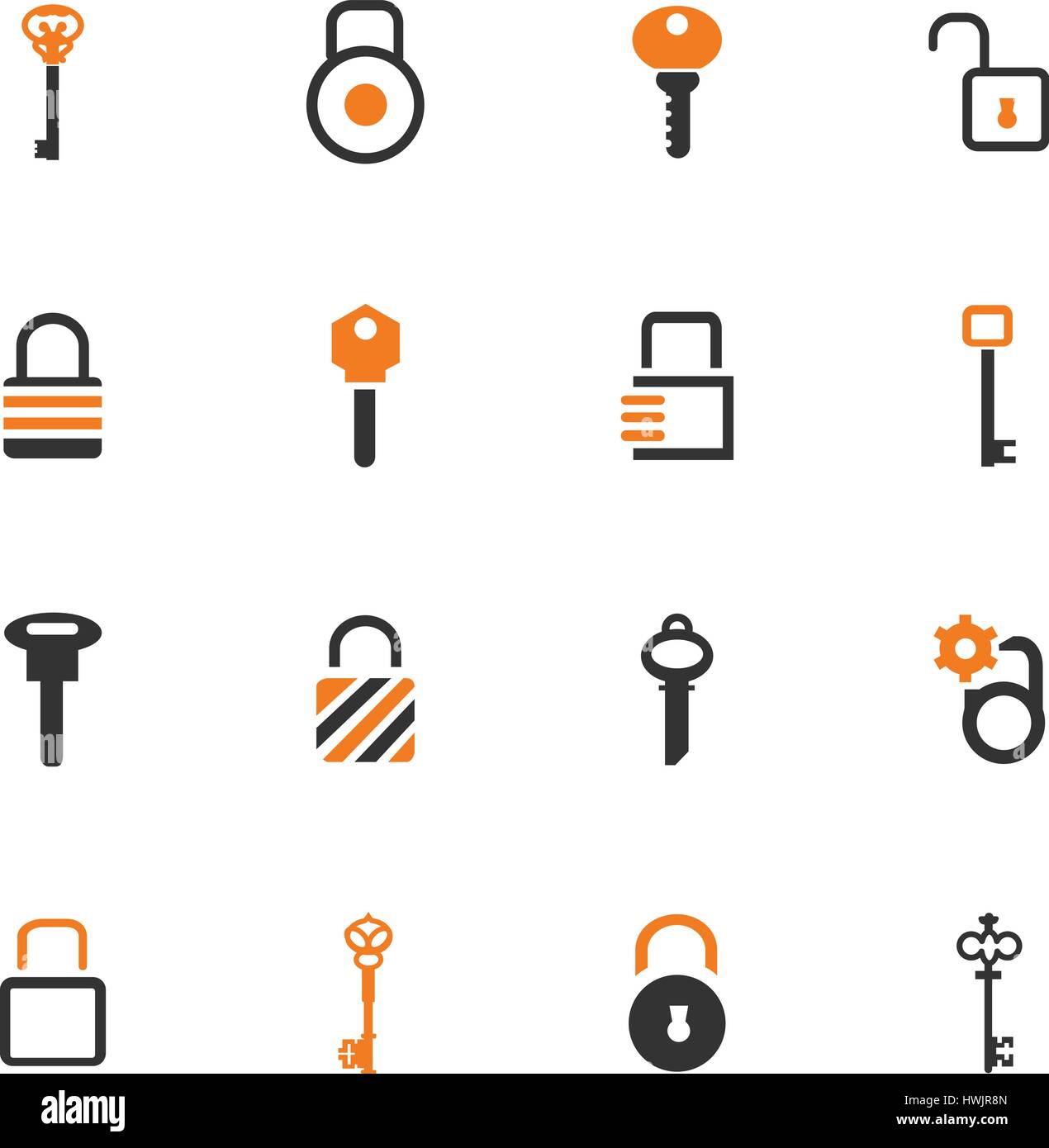 Lock and Key icon set for web sites and user interface Stock Vector ...
