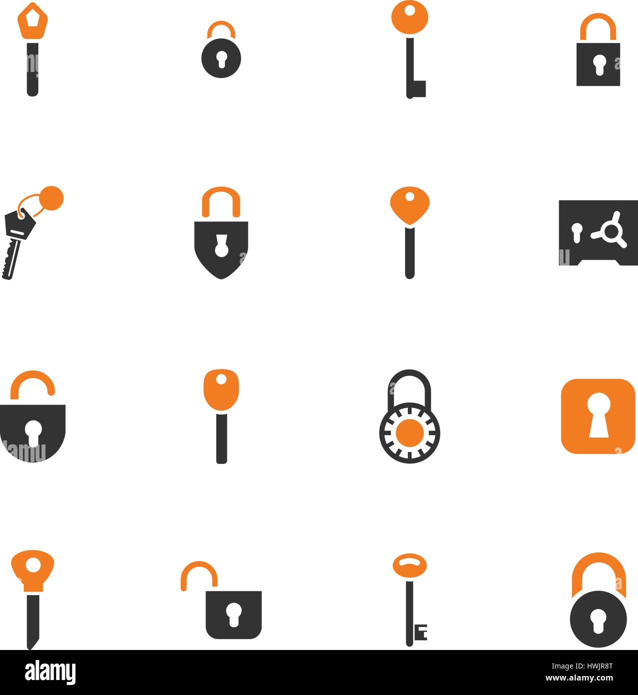 Lock and Key icon set for web sites and user interface Stock Vector ...