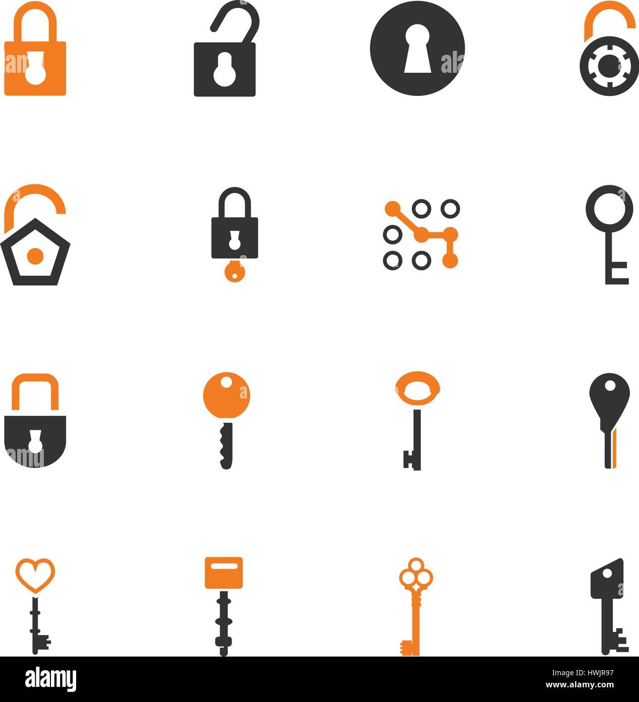 Lock and Key icon set for web sites and user interface Stock Vector ...