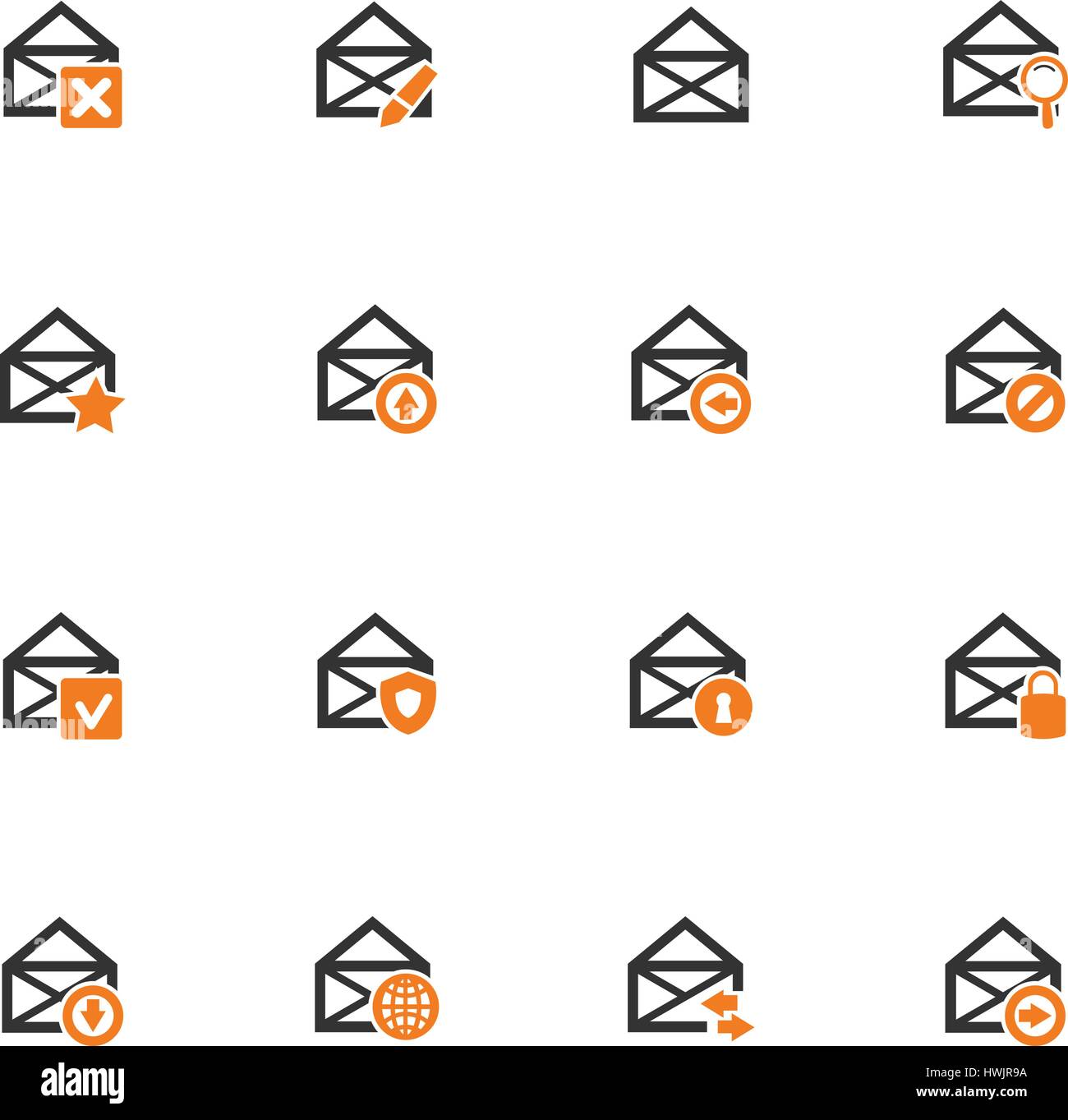 Mail and envelope icon set for web sites and user interface Stock ...