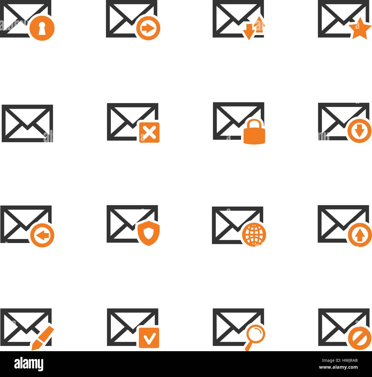 Mail and envelope icon set for web sites and user interface Stock ...