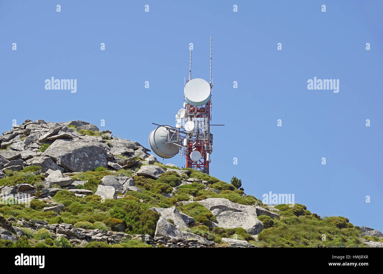 antennas on the top of the mountain Stock Photo Alamy