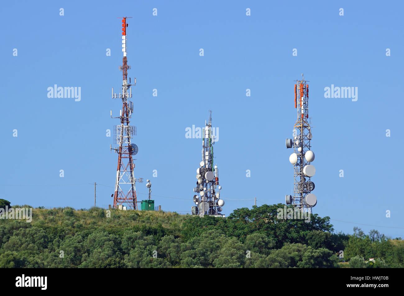 antennas on the hill Stock Photo