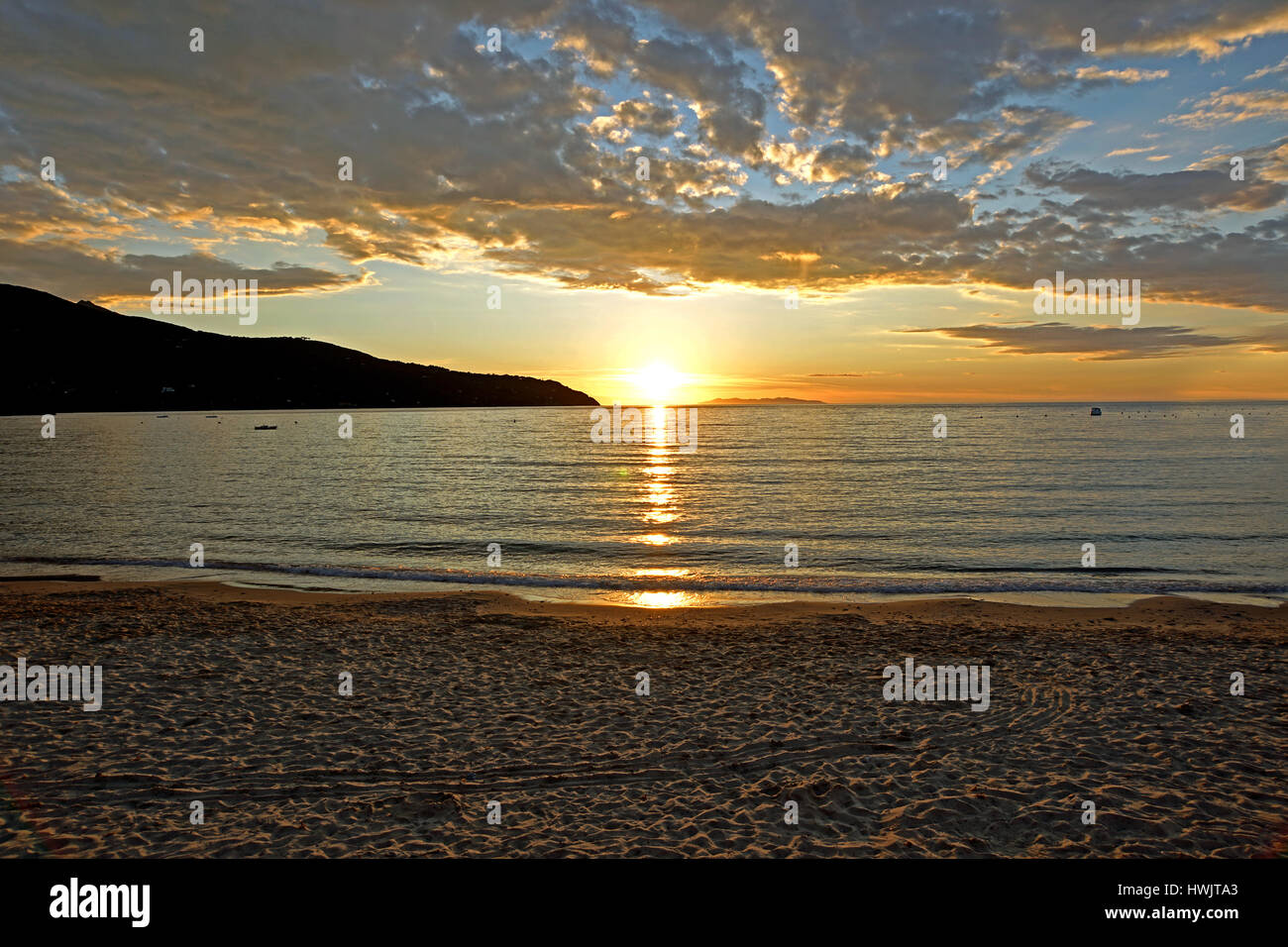 Sunset on the Beach Stock Photo - Alamy