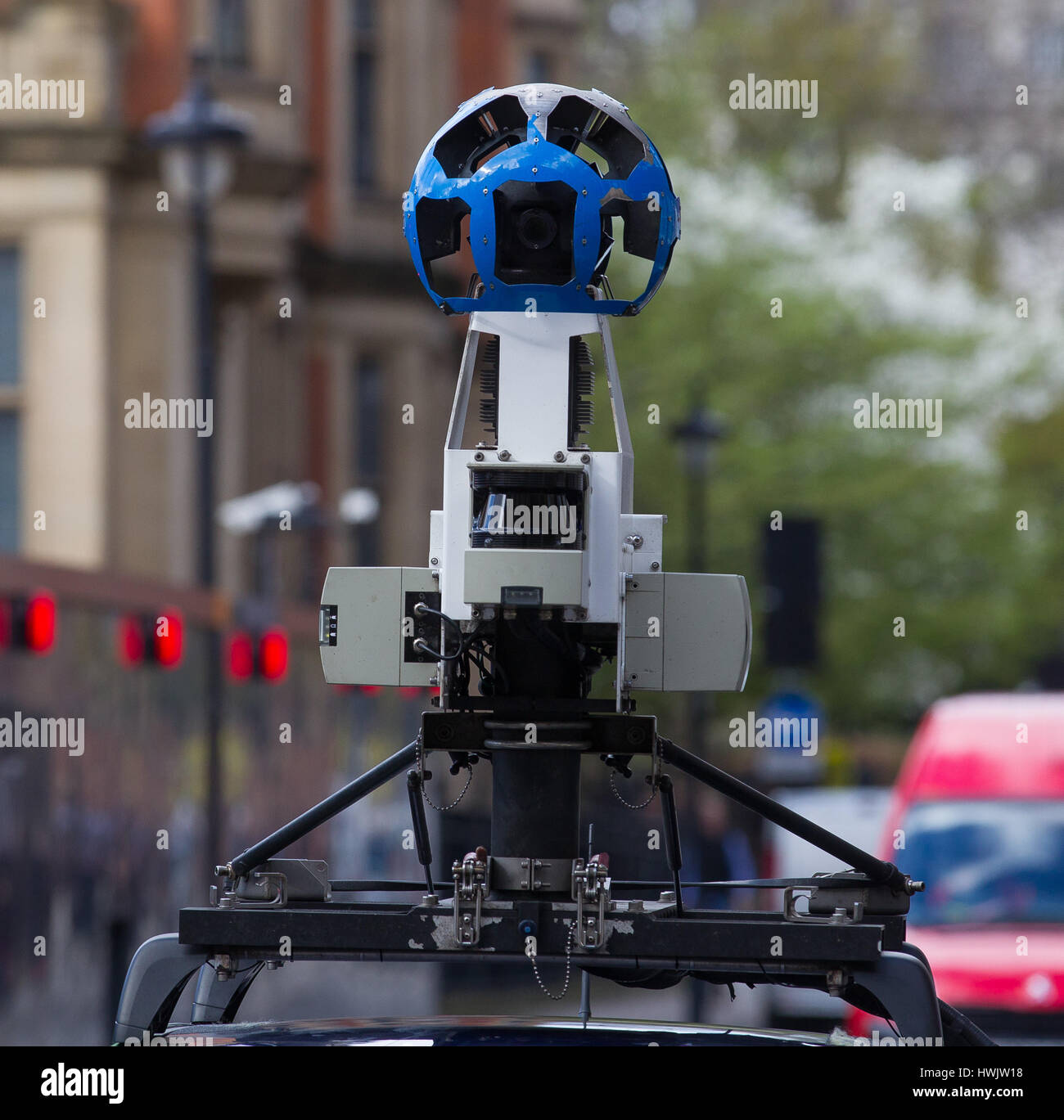 A Google Street view camera mounted on the roof of a Vauxhall Astra car captures the streets of London Stock Photo