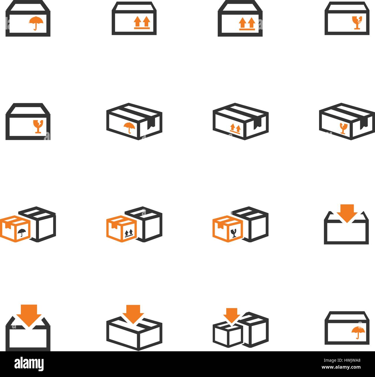 Simple set of box and crates related vector icons for your design Stock ...
