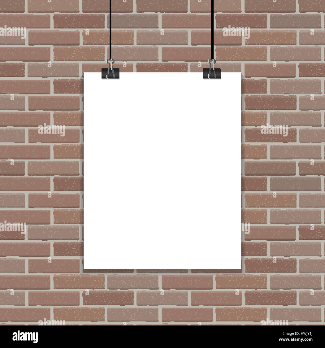 White Frame on Brick Wall Vector Illustration Background Stock Vector ...