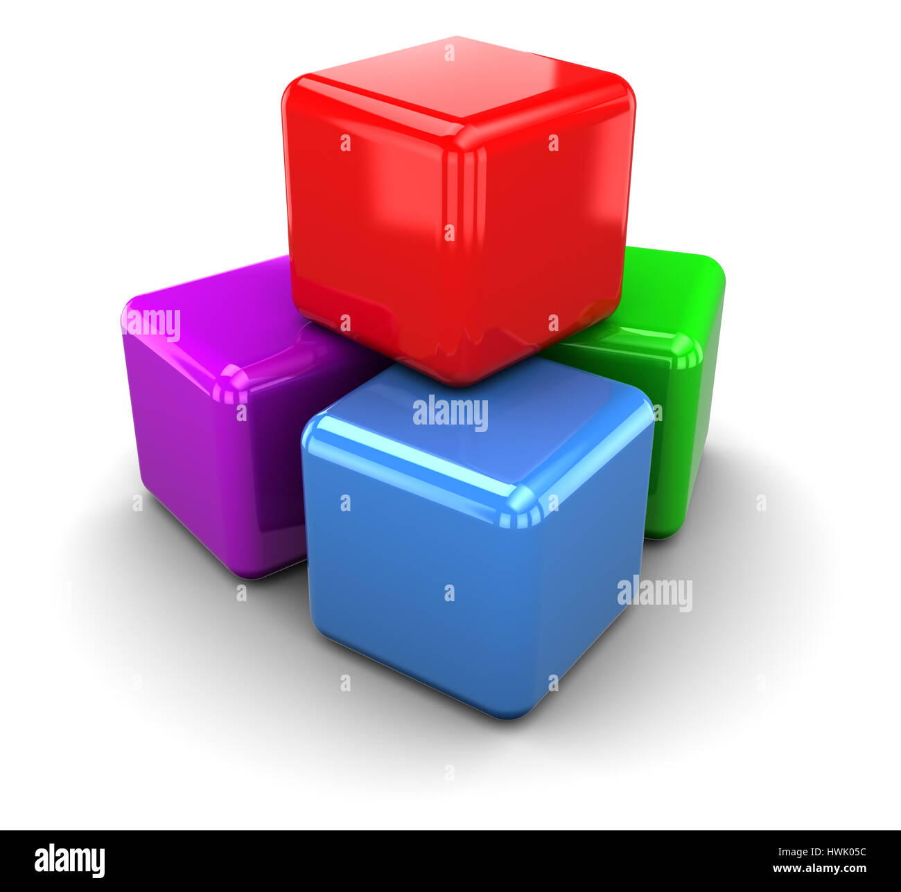 3d illustration of plastic colorful cubes, over white background Stock ...