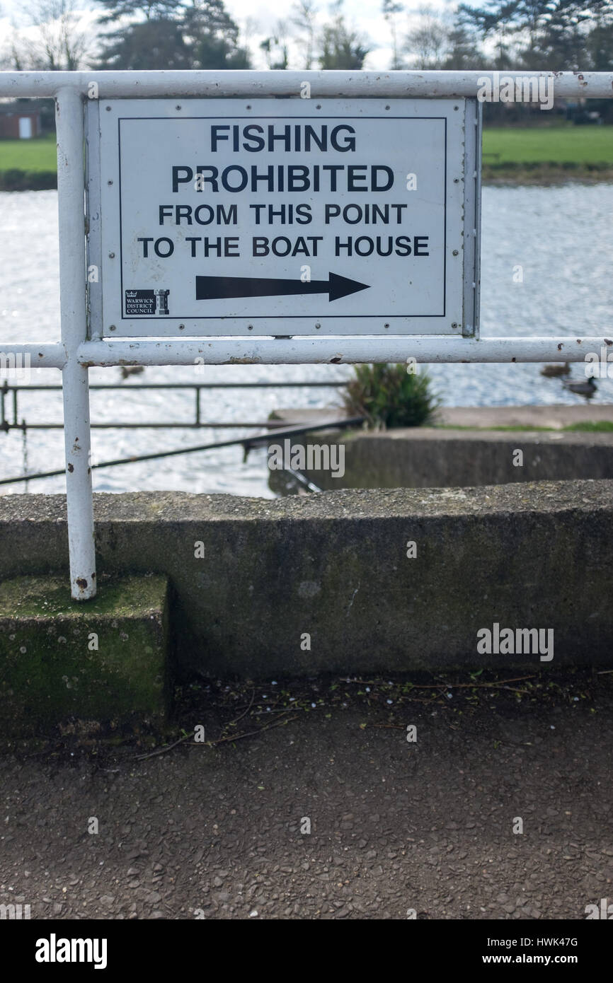Fishing Prohibited sign on the river avon in Warwickshire Stock Photo