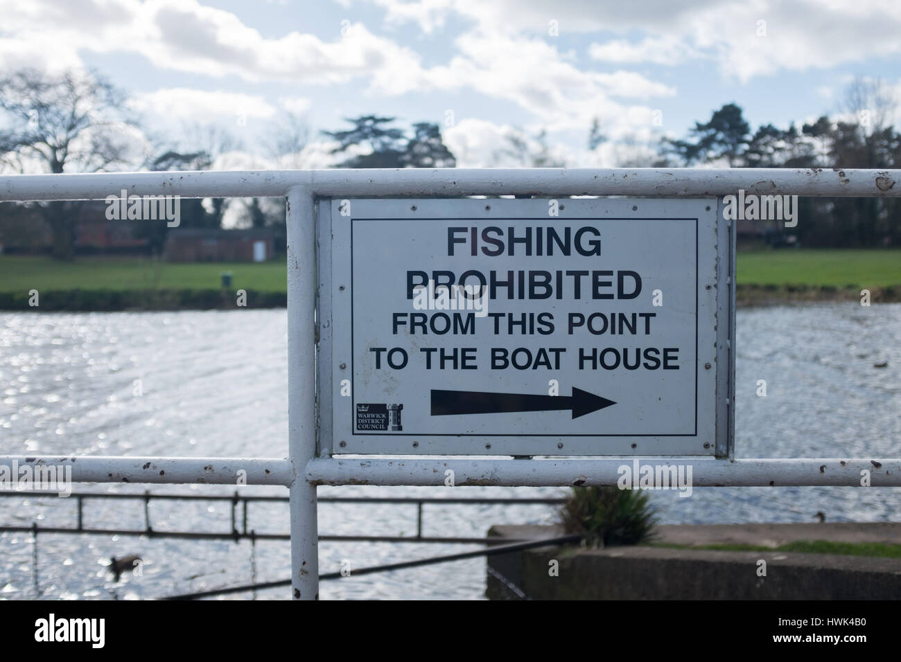 Fishing Prohibited sign on the river avon in Warwickshire Stock Photo