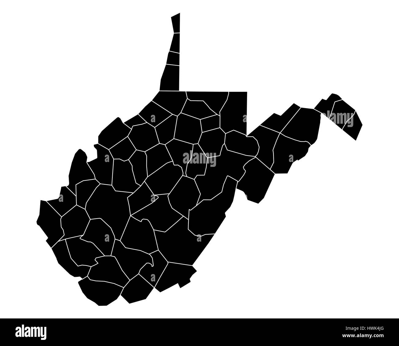 Map of West Virginia Stock Photo - Alamy