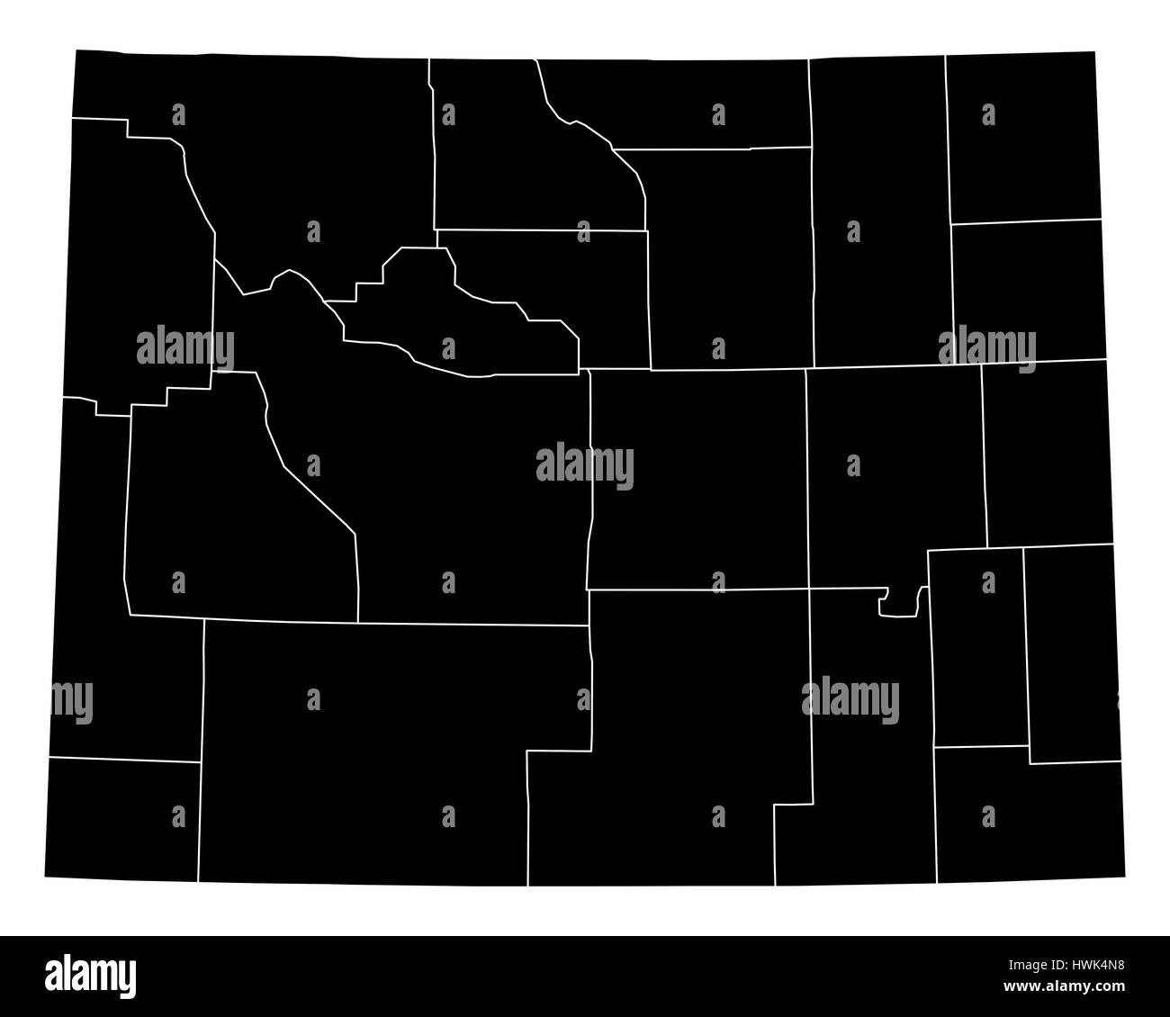 Wyoming state map Black and White Stock Photos &amp; Images - Alamy