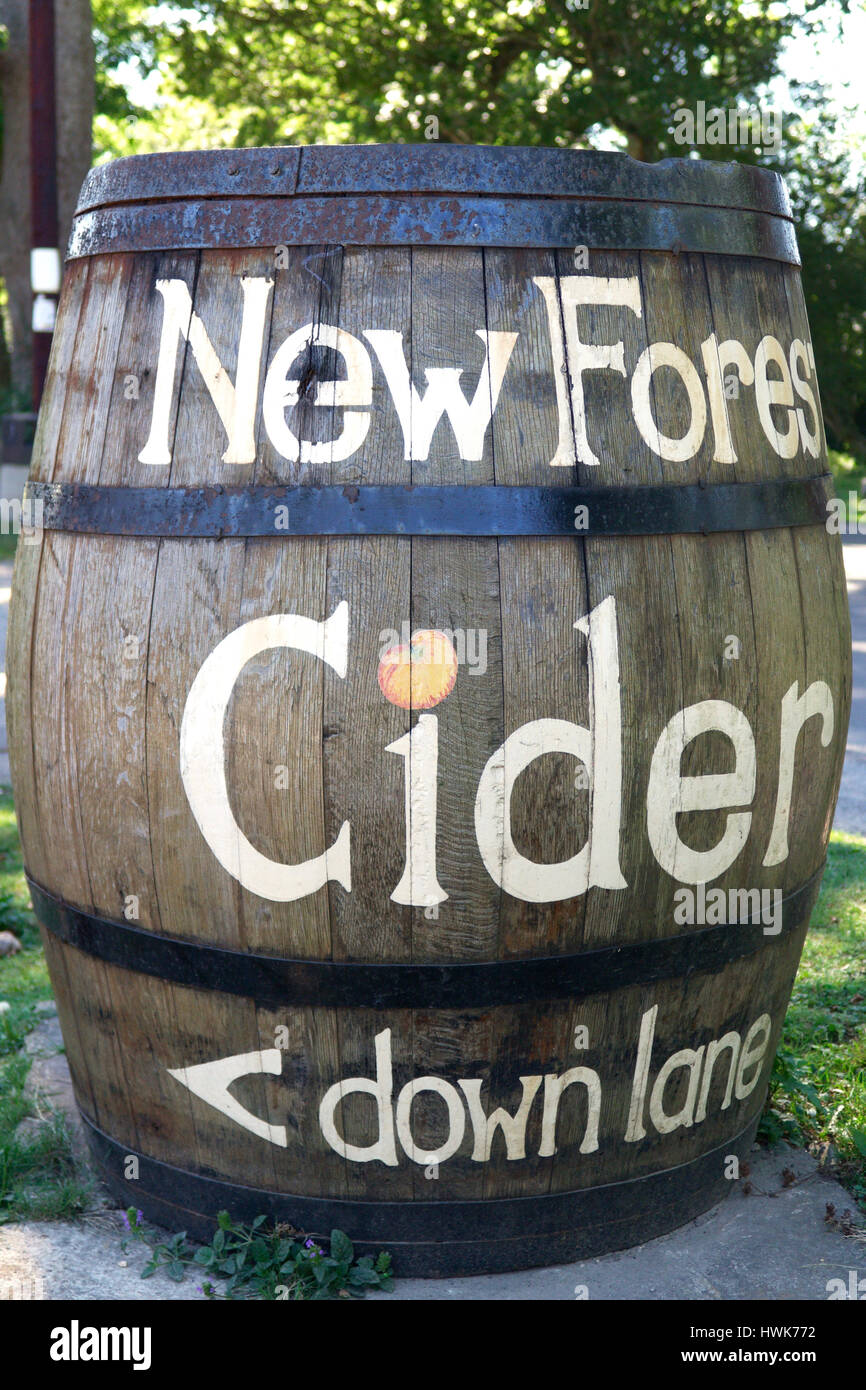 Cider barrel signage, Burley, New Forest Stock Photo Alamy