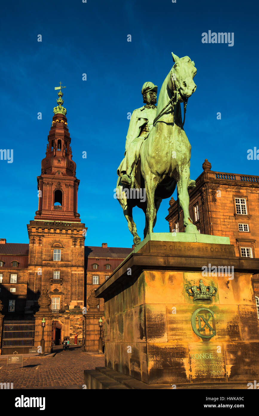 COPENHAGEN, DENMARK - MARCH 11, 2017: Equestrian statue of King Christian the 9th Copenhagen Denmark Inside the Danish Parliament Christiansborg Stock Photo