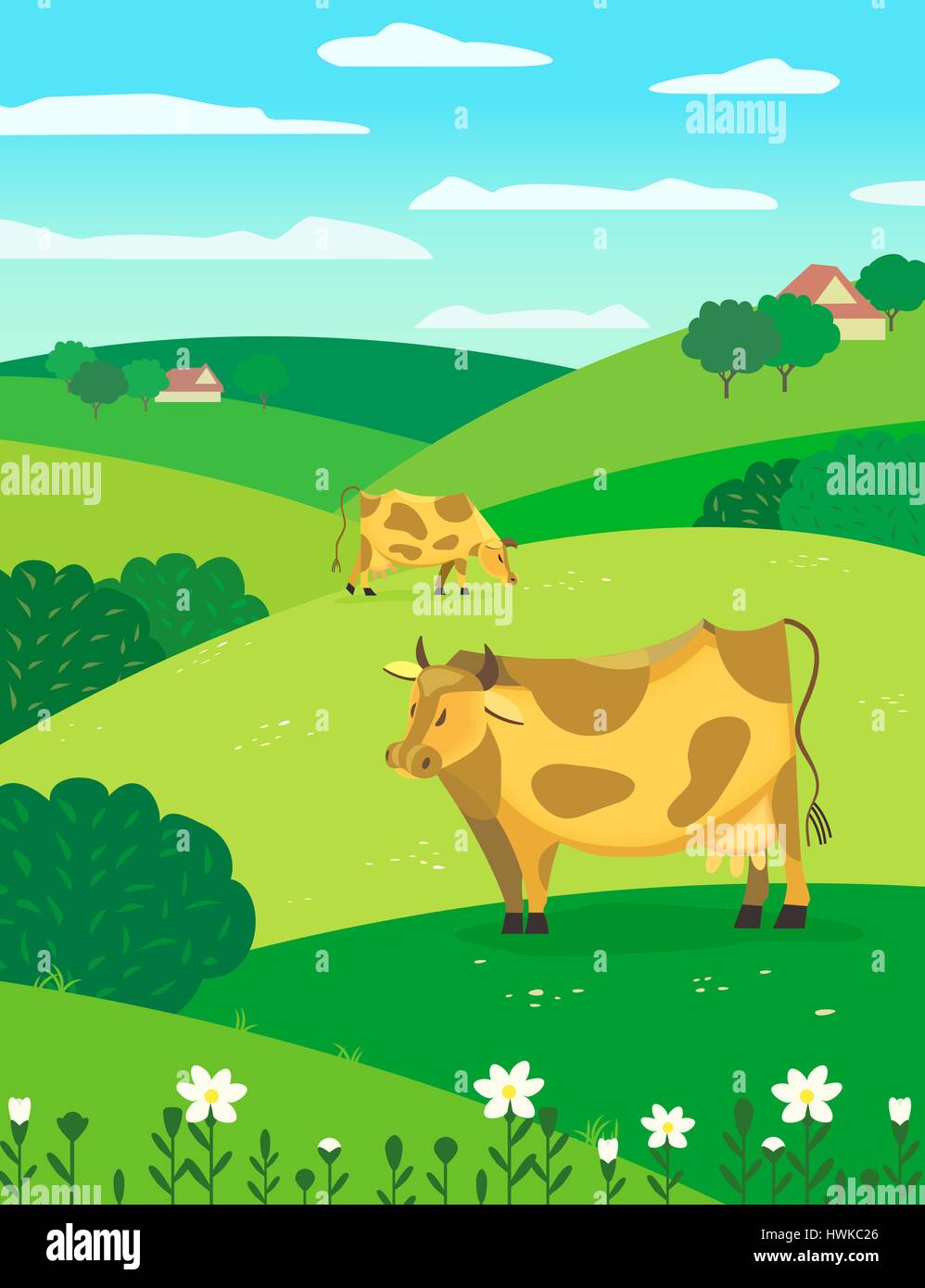 Farm herd cows on Stock Vector Images - Alamy