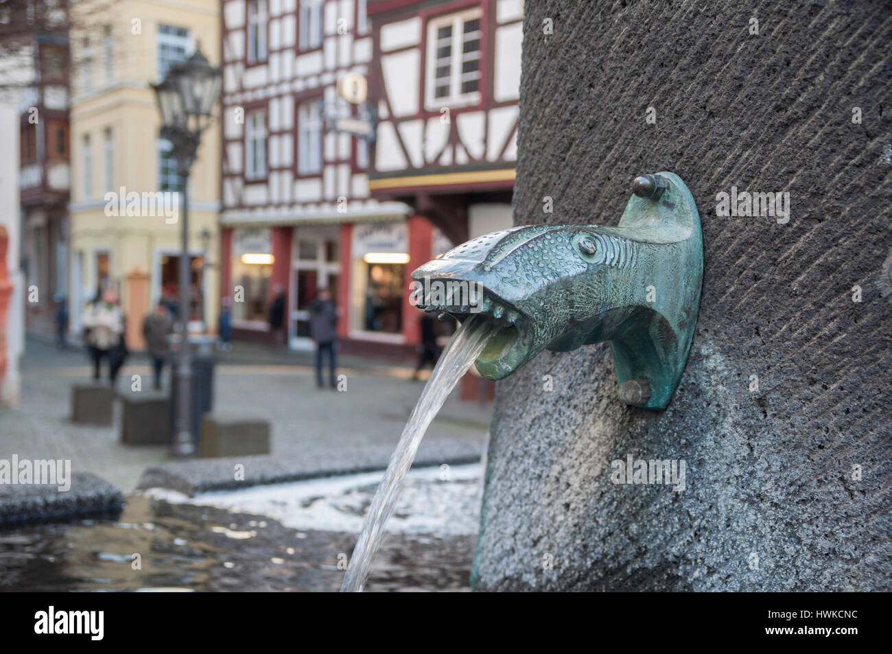 water well, old-town, Bernkastel-Kues, Bernkastel-Wittlich, Bernkastel, Wittlich, Rhineland-Palatinate, Germany Stock Photo