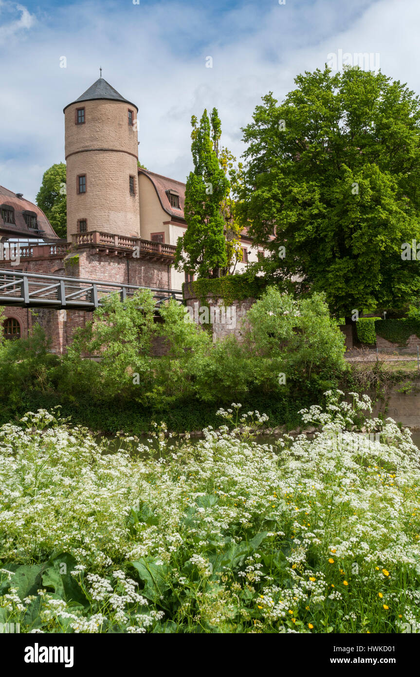 Kittsteintor, historic tower gate above tauber river, wertheim, main valley, odenwald, spessart, Main-Tauber region, Tauber valley, Hohenlohe region, Baden-Wuerttemberg, Heilbronn-Franconia, Germany Stock Photo