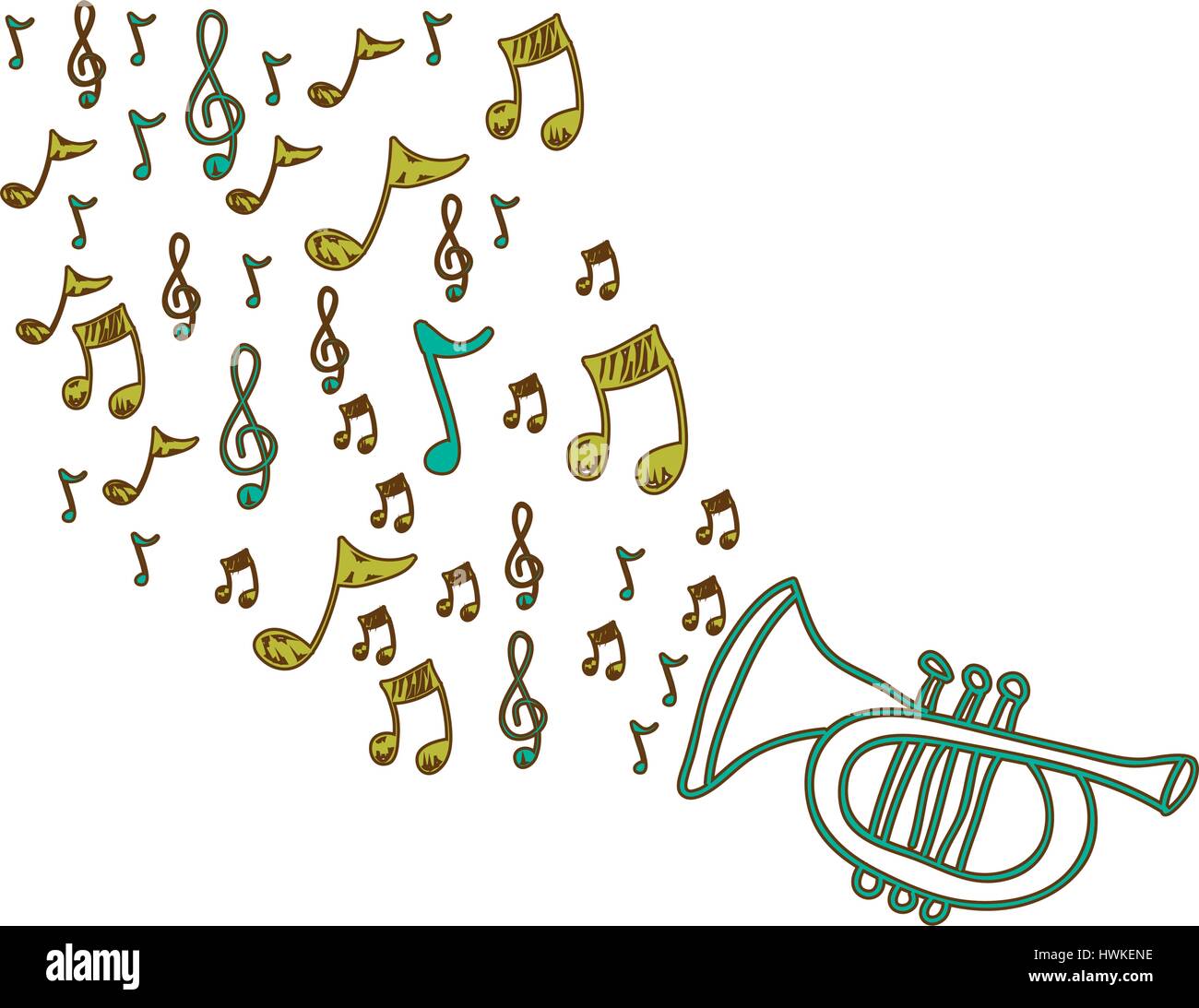 trumpet instrument with notes music icon Stock Vector Image & Art Alamy