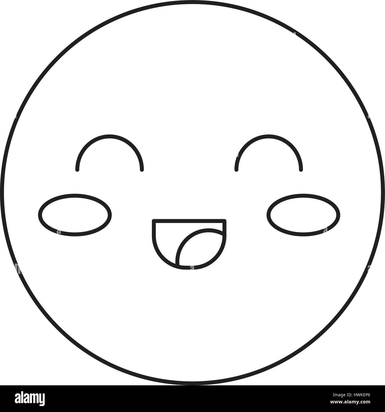 kawaii happy face cartoon icon over white background. vector ...