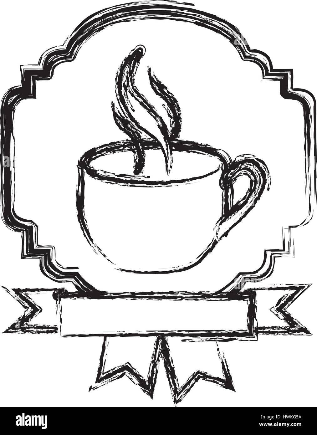 emblem coffee cup with ribbon icon Stock Vector Image & Art - Alamy