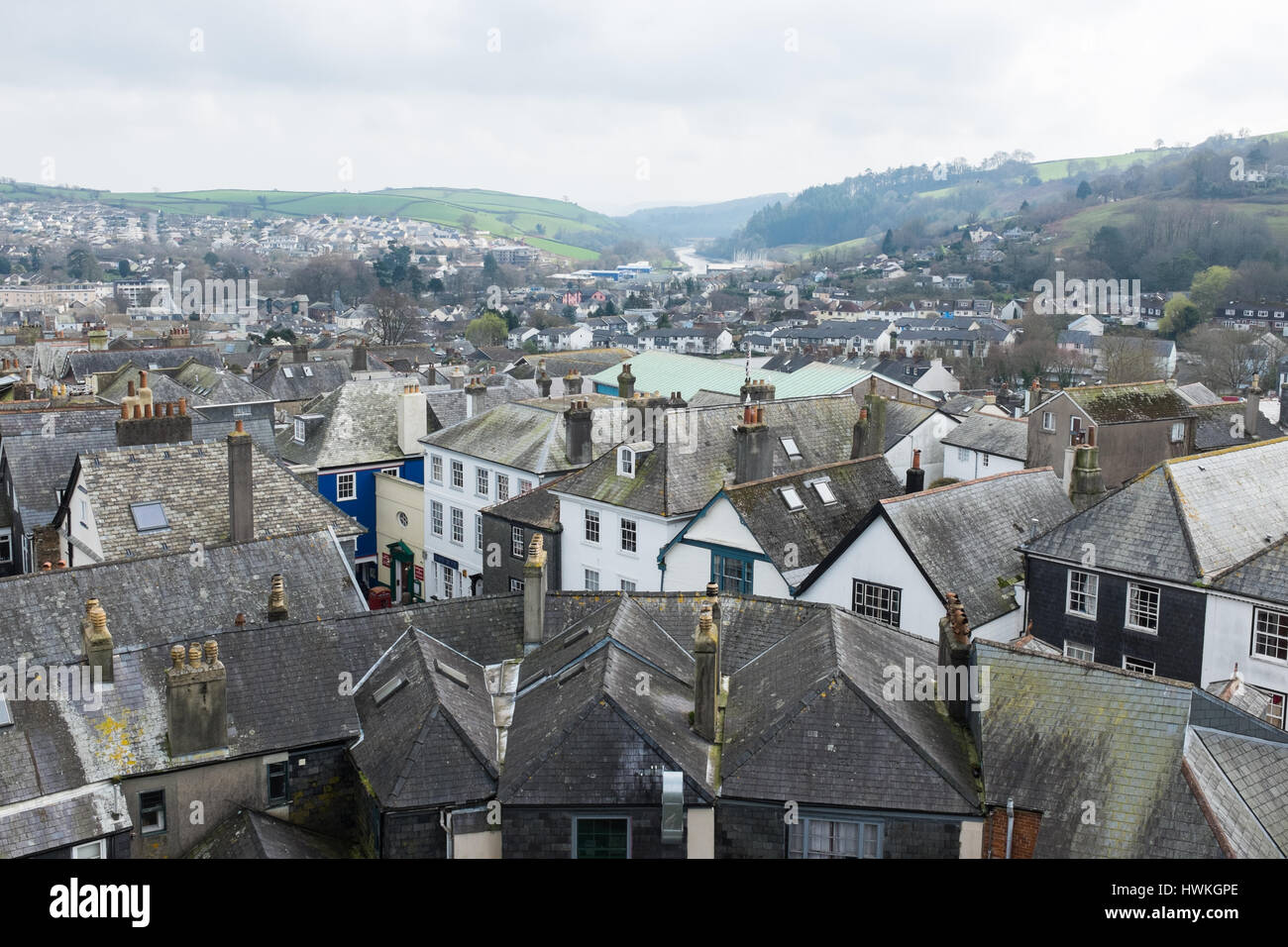 Rooftops of houses in the Devon town of Totnes Stock Photo Alamy