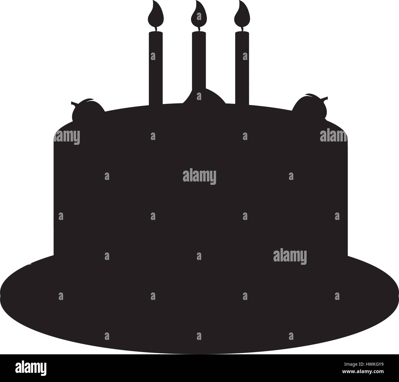 Download silhouette of birthday cake with candles icon over white ...