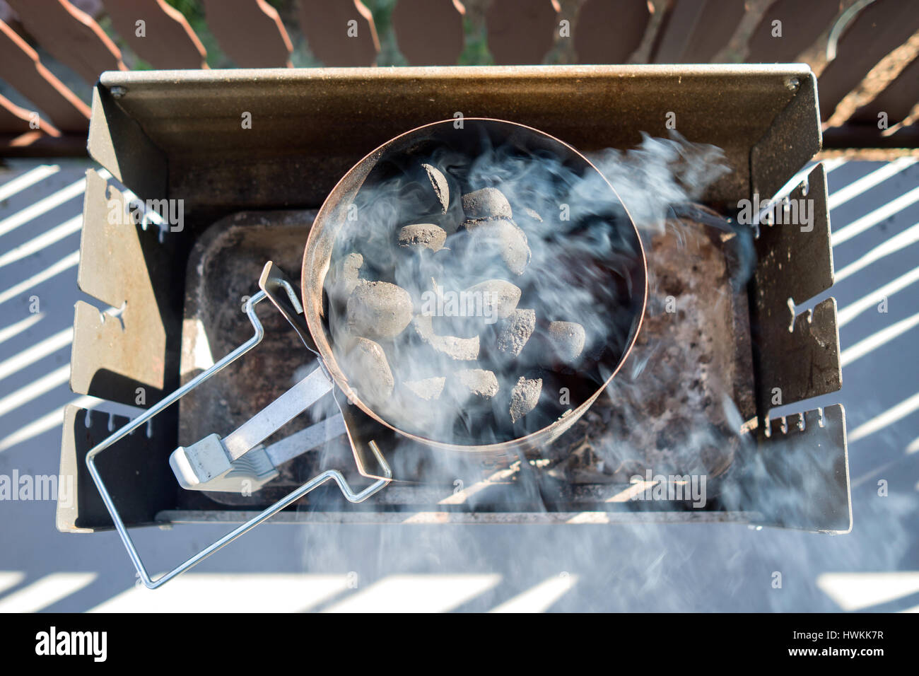barbecue coal chimney starter Stock Photo Alamy