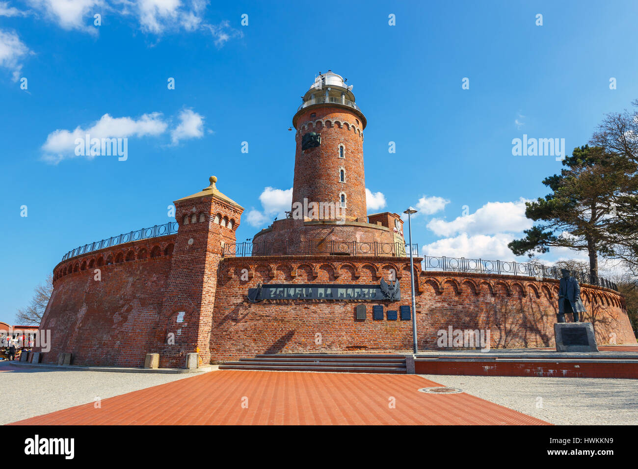 Kolobrzeg, Poland - April 07, 2016: Harbor and the lighthouse in Kolobrzeg, West Pomerania, Poland Stock Photo