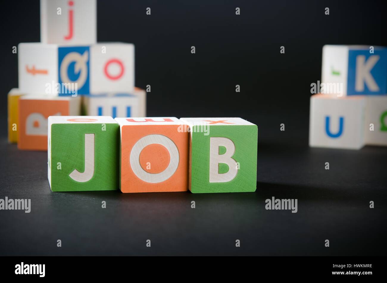 JOB word with colorful blocks. job recruitment word occupation block concept Stock Photo