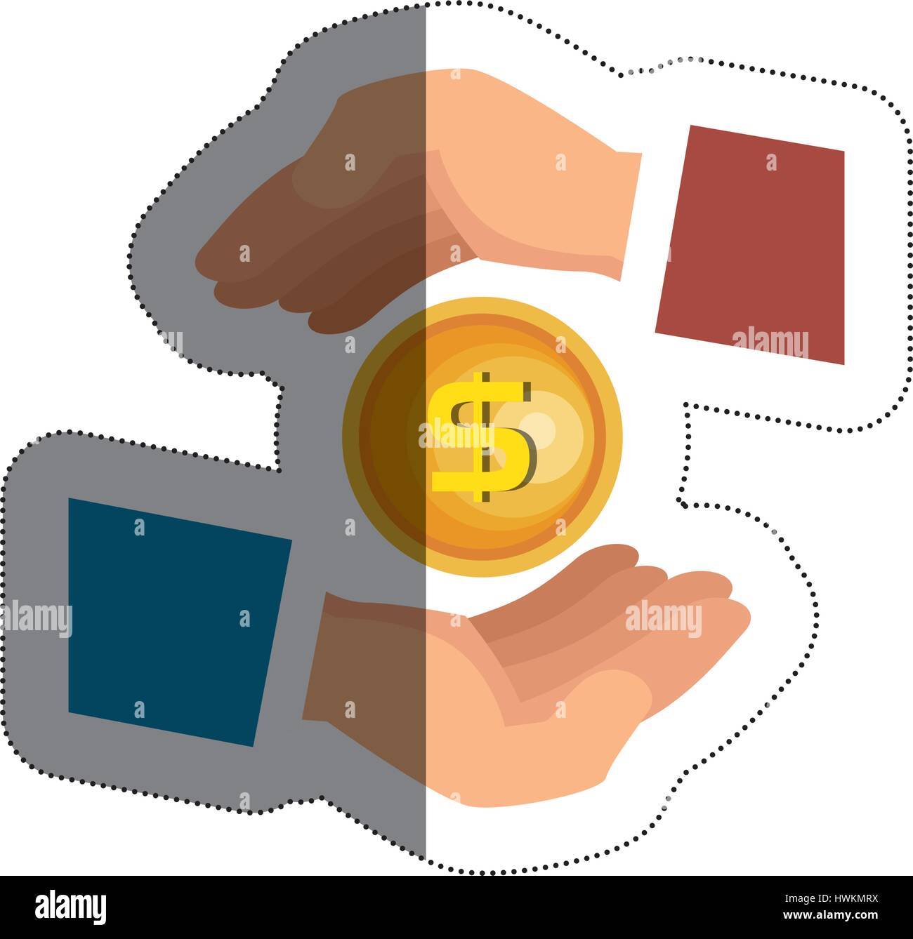 hand human with coins money isolated icon vector illustration design ...