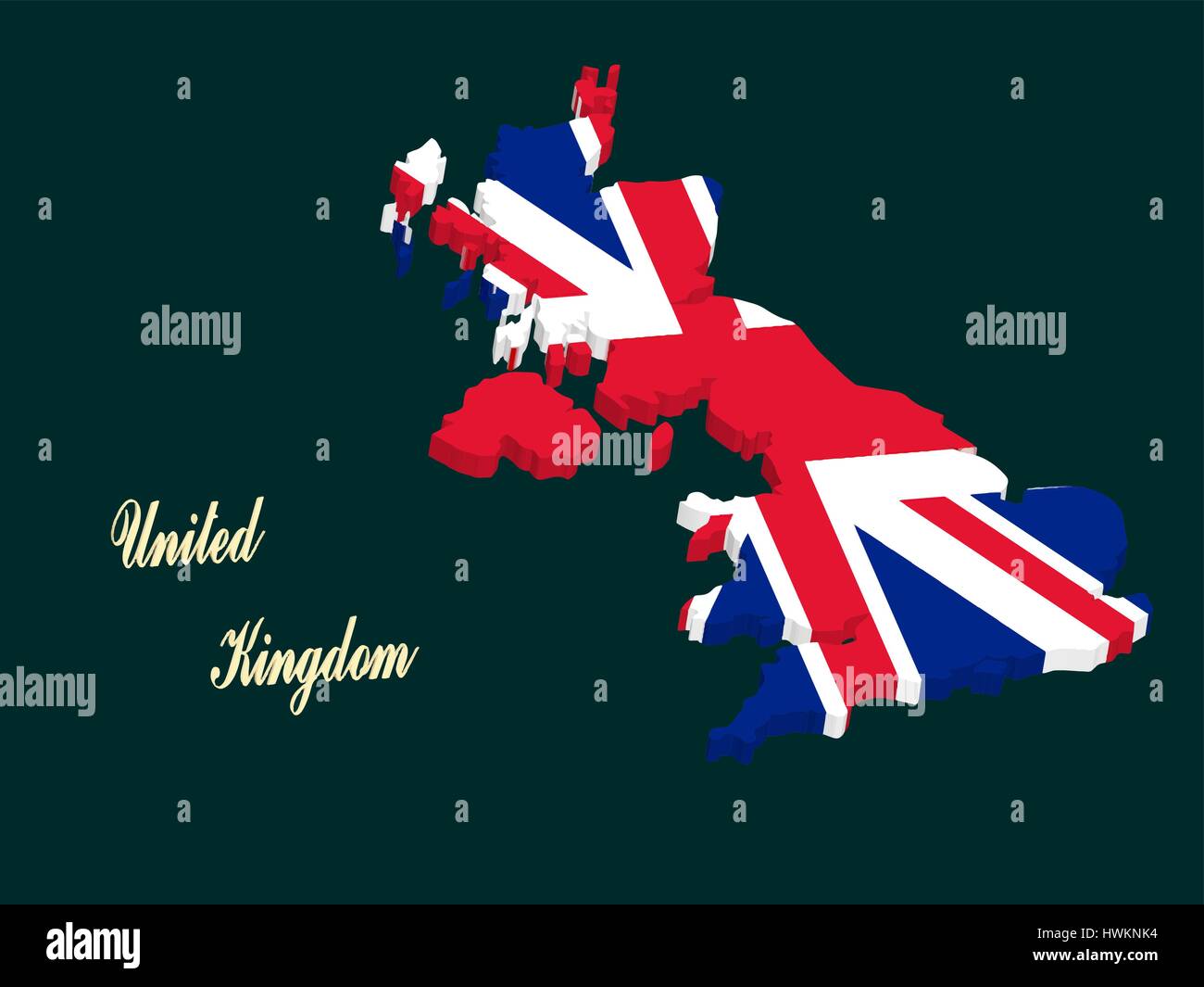 United Kingdom map vector with - United Kingdom Map Vector With The English Flag HWKNK4