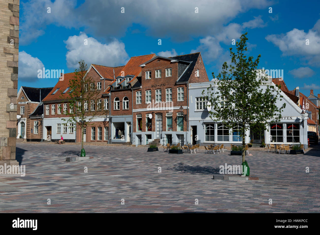 Square of Ribe, medieval town, ancient capital of Denmark Stock Photo