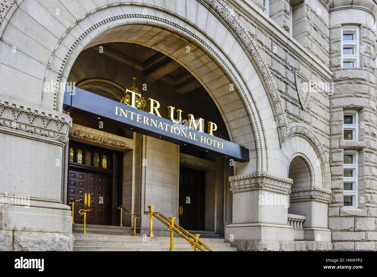 Trump International Hotel in Washington, DC, is an impressive old post office renovated into a luxury hotel by Donald Trump on Pennsylvania Avenue Stock Photo