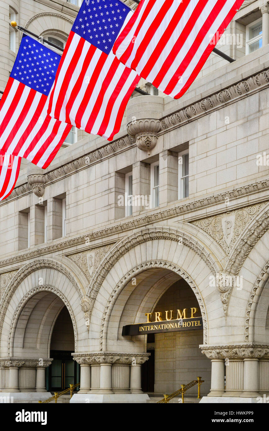 Trump International Hotel in Washington, DC, is an impressive old post office renovated into a luxury hotel by Donald Trump on Pennsylvania Avenue Stock Photo