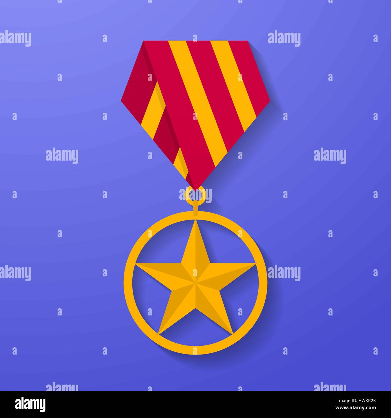Star medal congratulation icon. Military badge. Golden award. Stock Vector