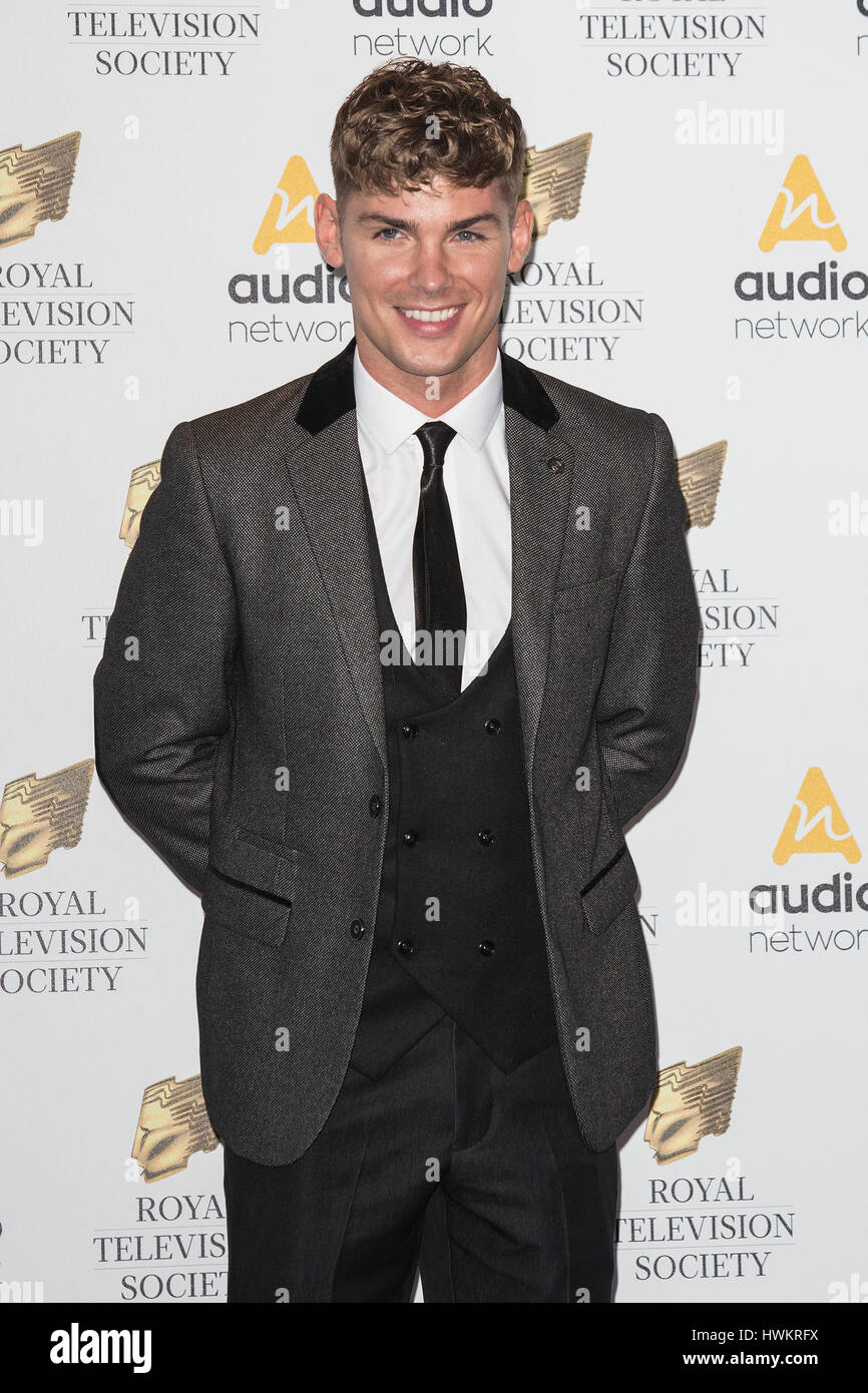 London, UK. 21 March 2017. Actor Kieron Richardson arrives for the Royal Television Society (RTS) Programme Awards at the Grosvenor House Hotel, Park Lane. Stock Photo