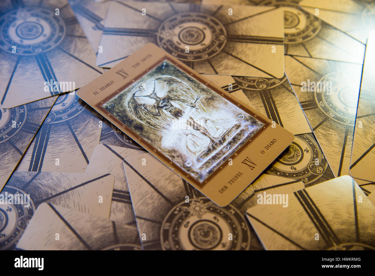 Moscow, Russia January 29, 2017 Tarot card The Devil. Labirinth