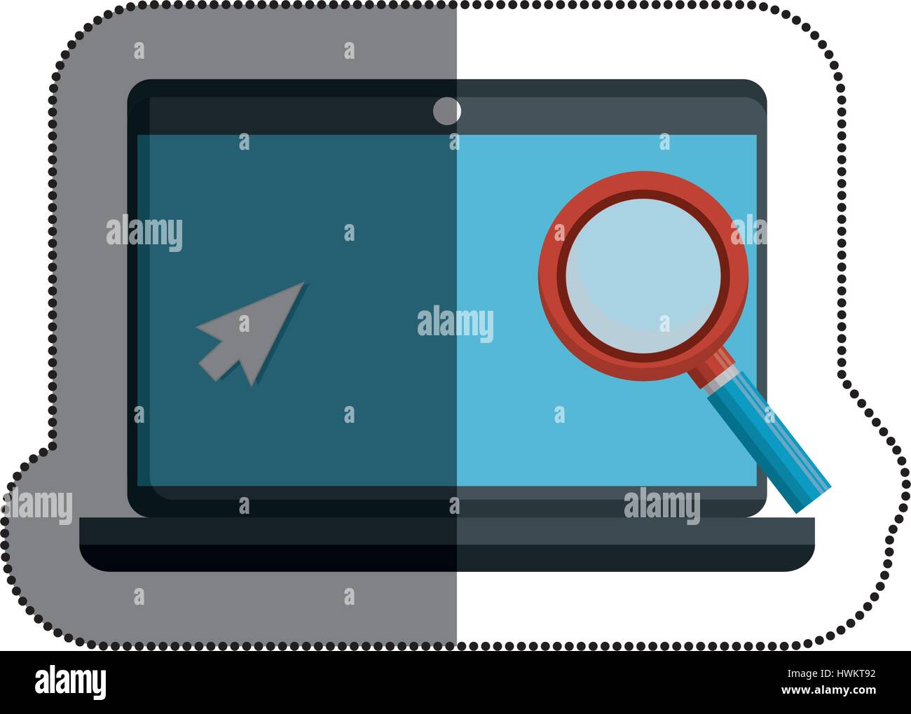 laptop computer with magnifying glass vector illustration design Stock ...