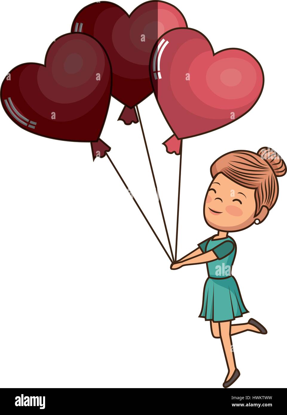 cute girl with hearts balloons vector illustration design Stock Vector ...