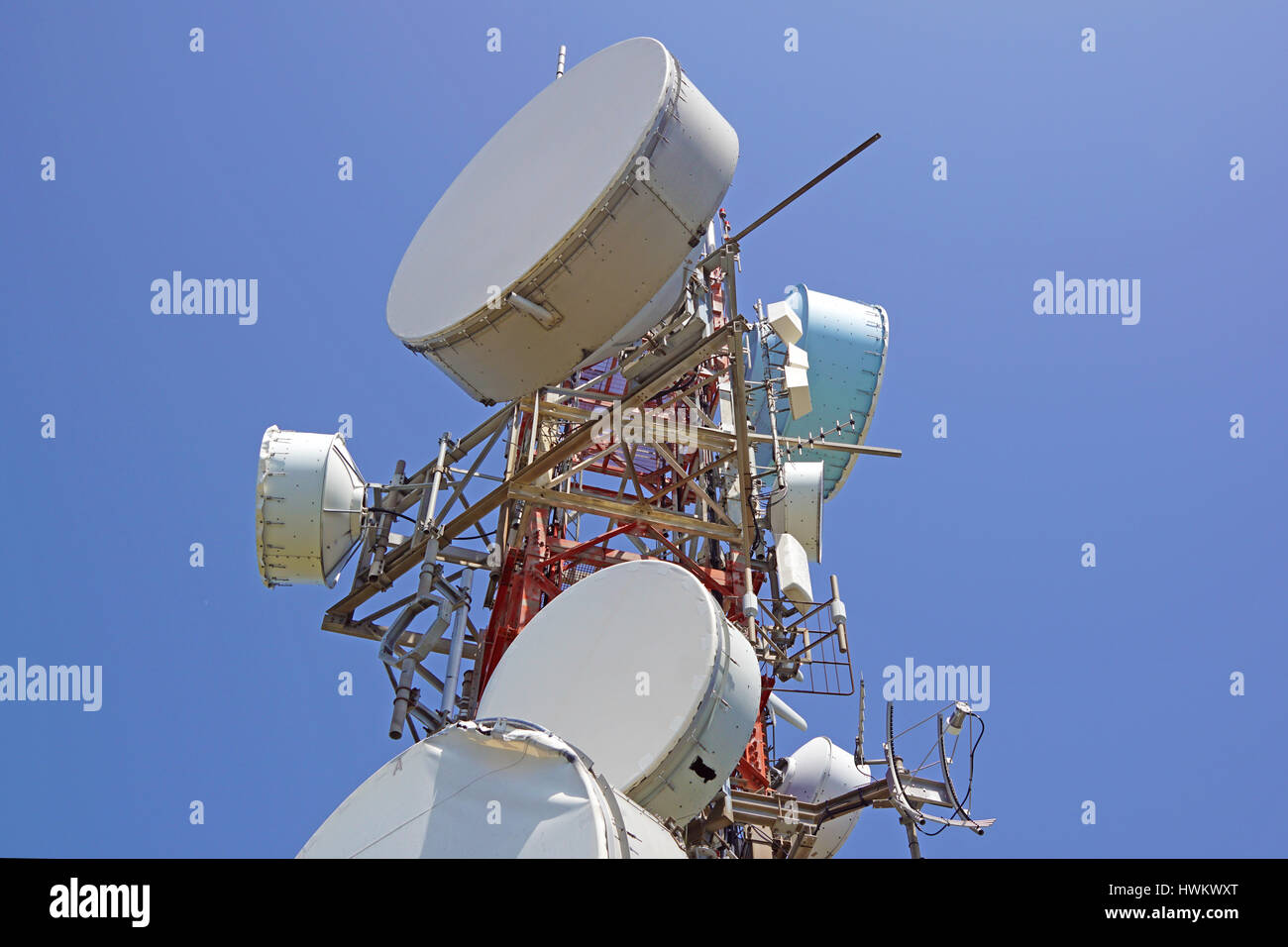 comunications antenna and telecommunications repeaters Stock Photo