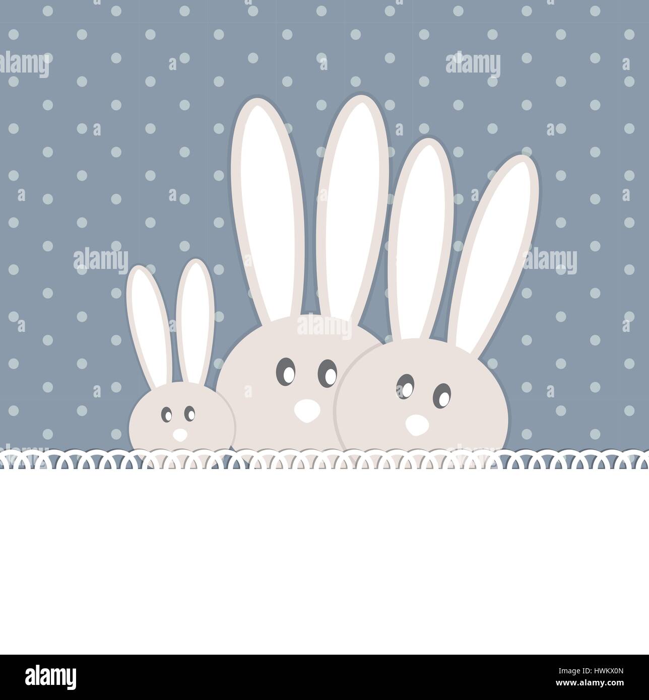 Happy Easter Funny Background with Rabbit Vector Illustration Stock Vector