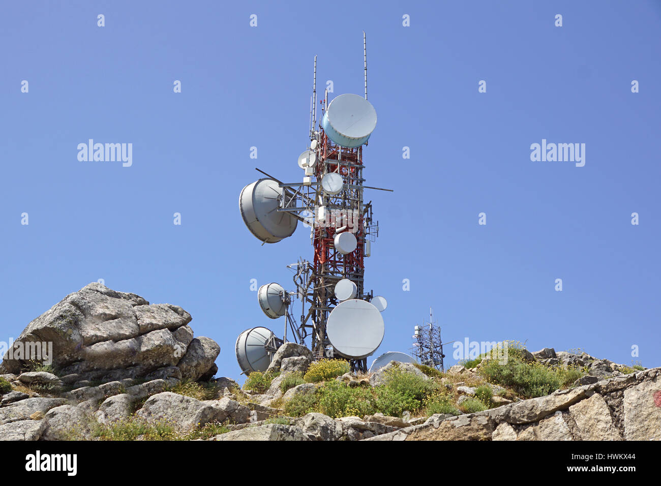comunications antenna and telecommunications repeaters Stock Photo