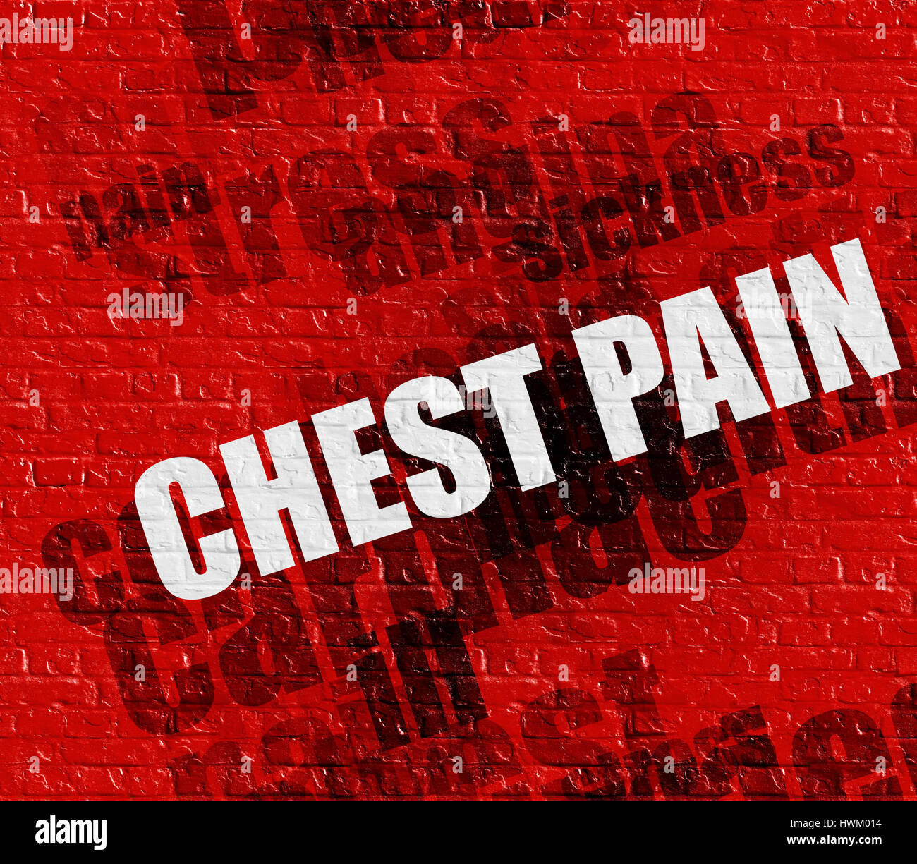 Modern medical concept: Chest Pain on Red Brickwall. Stock Photo