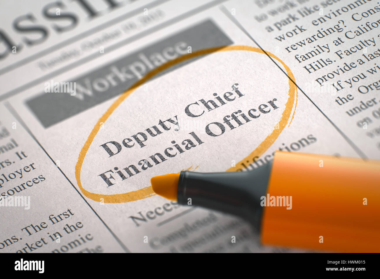 Job Opening Deputy Chief Financial Officer. 3d. Stock Photo