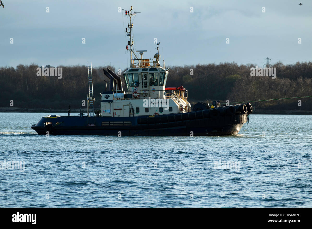 Tug boat Svitzer Ferriby attending the giant container ship CMA CGM ...